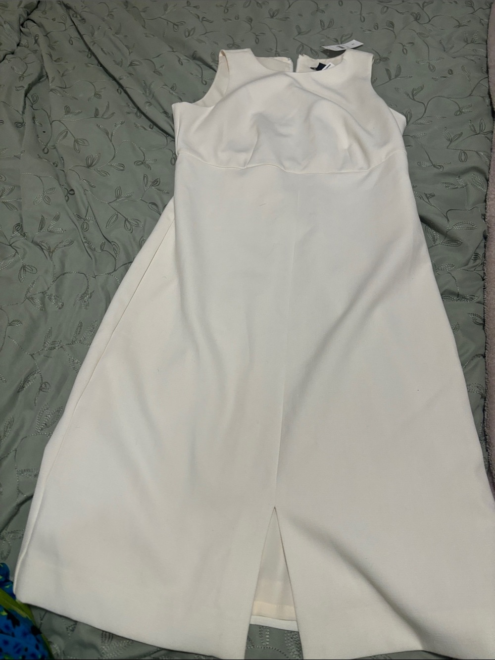 Ann Taylor Ivory Sleeveless Crepe Jumpsuit with Front Slit